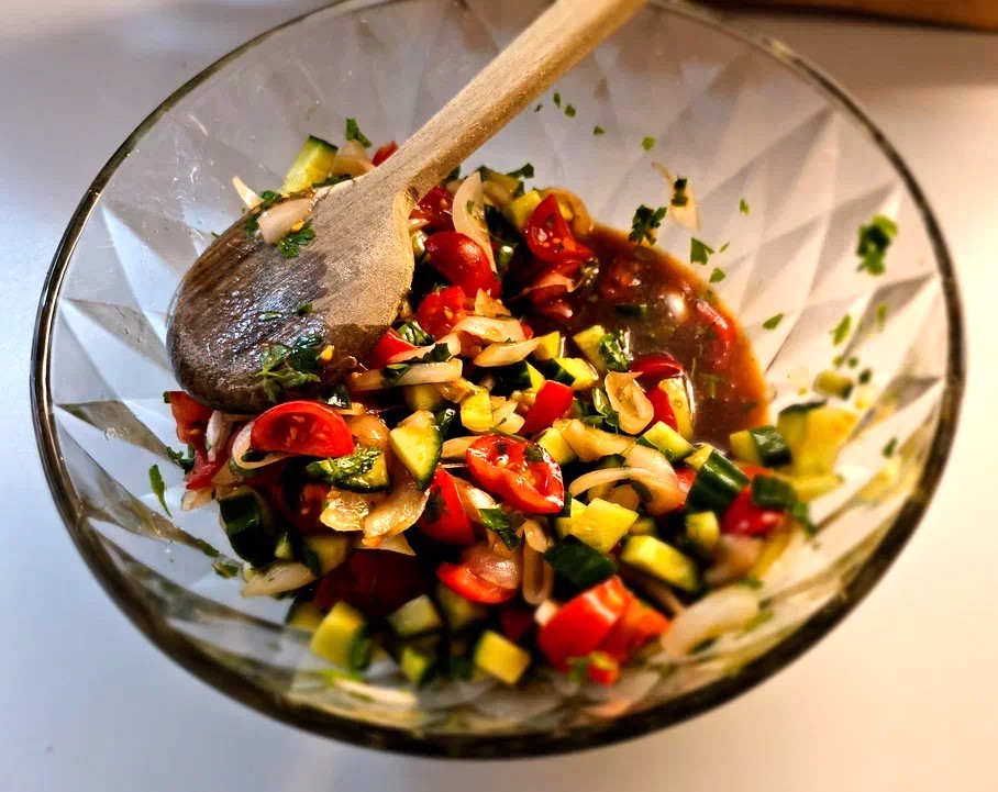 salad, vinegar, tomato, olive oil, 